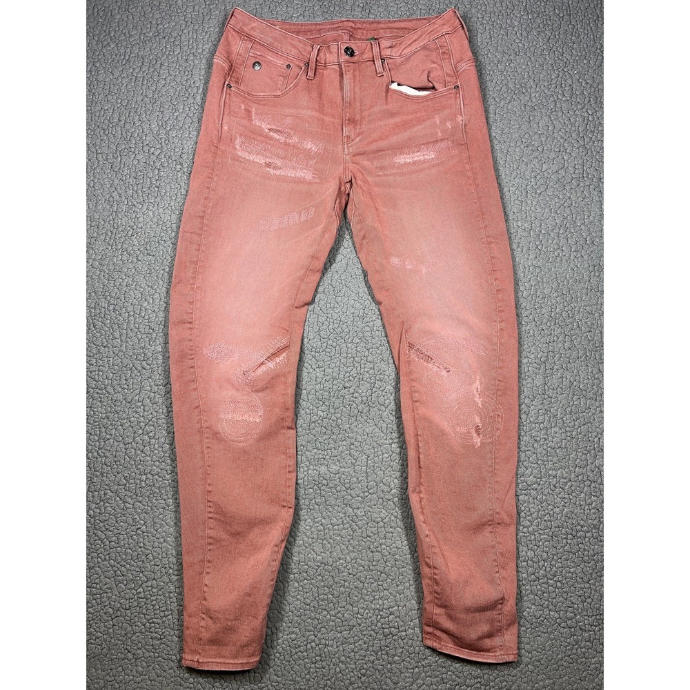 Gβ Star Raw Arc 3D Low Boyfriend Jeans Womens 27x32 Pink Distressed Denim